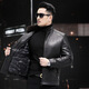 Fat Donglai Supermarket purchasing Haining leather jacket for men in autumn and winter with removable inner liner goatskin imitation deer pattern mink same style black 4XL