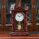 CLCEY Chinese solid wood table clock hourly timekeeping retro table clock home living room desktop desktop clock European clock ornaments silent model 18 inches