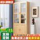 Yuxiang all solid wood bookcase bookshelf floor-standing storage rack living room with glass door storage cabinet combination multi-layer large capacity bookcase with cabinet door A type 80*200*32cm