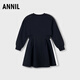 Annil children's clothing girls' long-sleeved knitted dress 2024 autumn new style black 120
