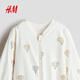 H&M Children's Clothing Girls and Infants Home Clothes 2026 Spring New Round Neck Printed One-piece Home Pajamas 1238371 Cream/Hot Balloon 80cm 80/48 (9-12M)