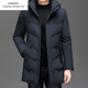 Emporio Armani EA7 Armani solid color mid-length hooded down jacket for men 2026 winter new fashion white duck down warm casual plus blue 2XL