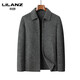 Lilang middle-aged men's woolen woolen coat with dark pattern lapel 2025 new autumn and winter casual executive jacket black L