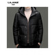LILANZ high-end white duck down short hooded jacket for men winter fashion trend thickened warm down jacket for men purple 28709 14XL (180)