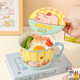 1 Kawashimaya & Lulu Pig jointly branded instant noodle bowl with lid, cute dormitory use for student ceramics to eat noodle soup, upgraded version LuLu Pig instant noodle bowl with lid (dry rice pig)