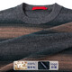 Bosssunwen 100% sheep wool new spring style skin-friendly breathable contrast jacquard men's long-sleeved round neck cardigan gray striped M