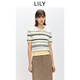 LILY2026 Spring New Fashionable Simple POLO Collar Contrast Color Stripes Casual Commuting Short-Sleeved Knitted Sweater Women's 703 Beige M