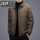 JEEP SPIRIT Light Luxury Knitted Lapel Lightweight Down Jacket Men's 2025 Winter Business Casual 90 White Duck Down Warm Jacket Brown 2XL 185