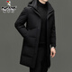 Woodpecker 90% duck down down jacket men's removable hood warm thickened mid-length down jacket men 98198 black 2XL 185
