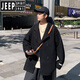 JEEP SPIRIT Korean style short woolen coat men's winter style cotton thickened coat British style woolen suit jacket black L 120-135Jin Jin equals 0.5 kg