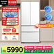 Panasonic's new subsidy Big Seal series refrigerator 515L large capacity ultra-thin zero-embedded multi-door French refrigerator automatic ice making air-cooled frost-free micro-freezing freshness ED52WPA Spring Snow White 515L automatic cleaning ice making ED52WPA