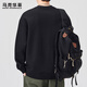 MARK FAIRWHALE sweatshirt men's spring and autumn American round neck casual jacket men's loose trendy tops black 2XL