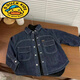 G.duck autumn and winter new style children's velvet denim shirt jacket boys' thickened foreign style top baby warm jacket trendy denim blue 90