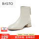 Best Picture 25 Winter Temperament Commuting White French Small Ankle Boots Thick Heel Women's Short Boots CM108DD5 Beige 37