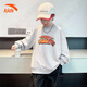 ANTA velvet children's sweatshirt, boys' sweatshirt, thickened youth red sweatshirt, autumn and winter warm sports top for girls, gray floral gray, velvet style 170