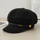 CTRLEND British retro octagonal beret women's autumn and winter face-showing small versatile duck hat winter warm painter newsboy hat black