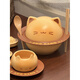 Aoyanlai cute kitten instant noodle bowl coffee cup and saucer ceramic tableware set for student dormitory moving birthday gift cat instant noodle bowl_come with chopsticks and spoon