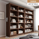 Yusenyi all solid wood home bookshelf walnut color whole wall integrated floor-standing storage rack wall-mounted living room storage combination bookcase (all solid wood combination) 220cm North American black walnut