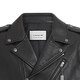 COACH Solid Color Glossy Cuban Collar Zip Closure Leather Jacket Men's Black Black M