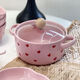 Chaosihui pink love food for one person internet celebrity high-looking ceramic tableware set household instant noodle bowl hand bowl spoon combination 2024 pink love food combination for two people gift box 2025
