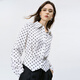 Yanyu unique polka dot linen shirt women's 2026 spring new style exquisite temperament long-sleeved waist women's top black and white dot S