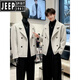 JEEP SPIRIT Korean style short woolen coat men's winter style cotton thickened coat British style woolen suit jacket black L 120-135Jin Jin equals 0.5 kg