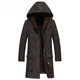 CHEVALPES international first-line brand sheep shear coat men's genuine leather coat long hooded plus fleece wool imitation fur black M 165