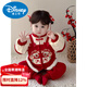 Disney baby clothes baby girl suit winter split one-year-old national style one-year-old dress autumn and winter outing red velvet 100