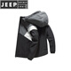JEEP SPIRIT autumn and winter plus size young men's hooded color-blocked jacket velvet sports windbreaker men's outdoor trendy casual cotton jacket 8506 black gray spring and autumn style L