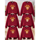 Cute horse + character parent-child outfit for a family of three or four, plus velvet sweatshirt 2026 Horse New Year burgundy sweatshirt red silver fox velvet cute horse-Shishi Ruyi 200 (3XL)