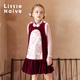 Little Naive girls' new Chinese style embroidered sequin vest dress winter children's plus velvet New Year's greetings dress red 110