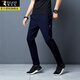 啄木鸟休闲裤男春秋款宽松休闲直筒速干长裤子青中年垂感弹力百搭运动裤 8021黑色（常规）+8021灰色（常规） XL 建议128-150斤