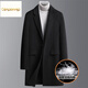 卡丹路奢侈高档品牌秋冬羽绒内胆双面呢大衣男羊毛大衣外套中长款双面呢 黑色 L 175
