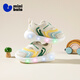 Minibala (minibala) children's shoes, children's sports shoes, spring new baby caterpillar flash shoes for men and women, breathable cushioning and wear-resistant mesh shoes, off-white, size 23, suitable for feet length 13.2-13.7cm