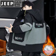 JEEP SPIRIT autumn and winter velvet thickened hooded windbreaker jacket men's work jacket trendy versatile outer wear warm jacket leather label plus velvet black gray L recommended 100-120Jin Jin equals about 0.5 kg