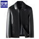 ROMON leather jacket men's 2026 new spring and autumn trendy brand handsome motorcycle jacket men's velvet thickened leather jacket top black thickened style XL (180)