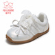 Fuluo Mi Girls' Sports Shoes Spring New Fashion Simple Casual Shoes Children's Soft Sole Versatile Moral Training Shoes Fantasy Silver 28