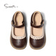 Snuffy Girls' Leather Shoes Children's Princess Shoes 2026 Spring and Autumn New Fashion Brogue Little Girls' Single Shoes Coffee Brown 30 Foot Length 18.2cm