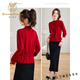 Lu Wang Lianxue 2026 early spring new autumn and winter half-high collar can be worn alone with waist and temperament red sweater for women small knitted tops white XL