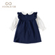 Fanlie VOONLIE girls dress spring 2026 new style children's fake two-piece princess dress baby one-year-old dress spring and autumn blue 80 cm