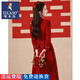 Woodpecker (TUCANO) Small Toast Wear Bridal Cheongsam Burgundy Engagement Dress Dress Women's Homecoming Banquet Wedding Long Sleeve Burgundy Long Sleeve Mid-Length S