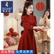 Woodpecker (TUCANO) Small Toast Wear Bridal Cheongsam Burgundy Engagement Dress Dress Women's Homecoming Banquet Wedding Long Sleeve Burgundy Long Sleeve Mid-Length S