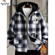 Woodpecker (TUCANO) autumn and winter vacation two-piece jackets for boys, junior high and high school students, velvet and thickened, teenagers and older men's jackets, cotton-padded jackets 8509 black plaid (single jacket), velvet and thickened M 80-100Jin Jin is equal to about 0.5 kg