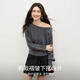Shandubila Fashionable Wear Sweater Women's Winter Irregular Hem Round Neck Sweater Loose Warm Thick Top