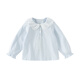 DAVE&BELLA children's long-sleeved T-shirt 2026 spring new style girls' tops, baby girl's clothes, stylish children's bottoming shirts, children's clothing, sky blue, ready stock 140 cm (recommended height 130-140cm)