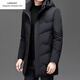 Emporio Armani EA7 Armani solid color mid-length hooded down jacket for men 2026 winter new fashion white duck down warm casual plus blue 2XL