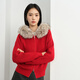 Eveli (eifini) Eveli fashionable detachable fur collar hooded knitted cardigan for women 2026 spring to continue the warmth and versatile sweater for women red M 105-115Jin Jin is equal to 0.5 kg
