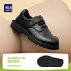 Hailan House HLA Children's Shoes Velcro Children's Brogue Leather Shoes for Boys and Girls Casual Leather Shoes D53HN017 Black 31