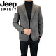 JEEP SPIRIT New Business Casual Suit Jacket Men's Autumn and Winter New Trendy Fashion Versatile British Suit Collar Jacket Gray XL