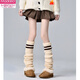 Modal Japanese jk knitted socks women's striped black slimming autumn and winter thick warm leg covers hot girl long calf pile socks black one size